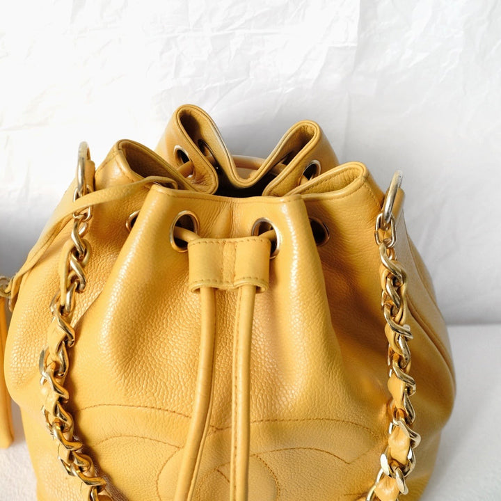 Chanel vintage CC drawstring cowhide bucket bag