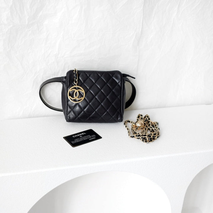 Chanel vintage quilted sheepskin CC belt bag