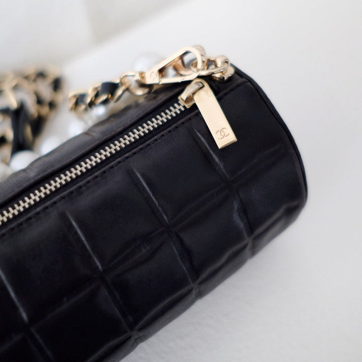 Chanel vintage chocolate bar cc cylinder bag