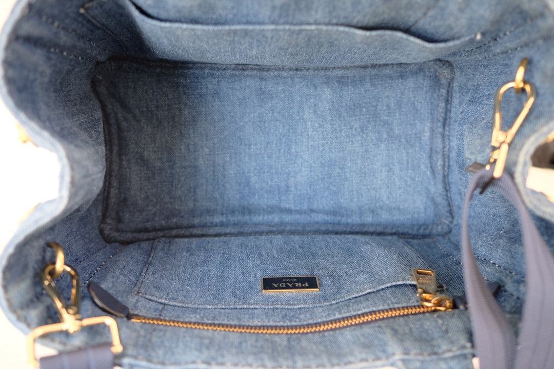 Prada canapa 2way denim shoulder hand bag
