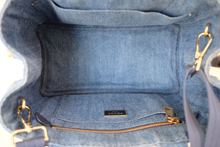Prada canapa 2way denim shoulder hand bag
