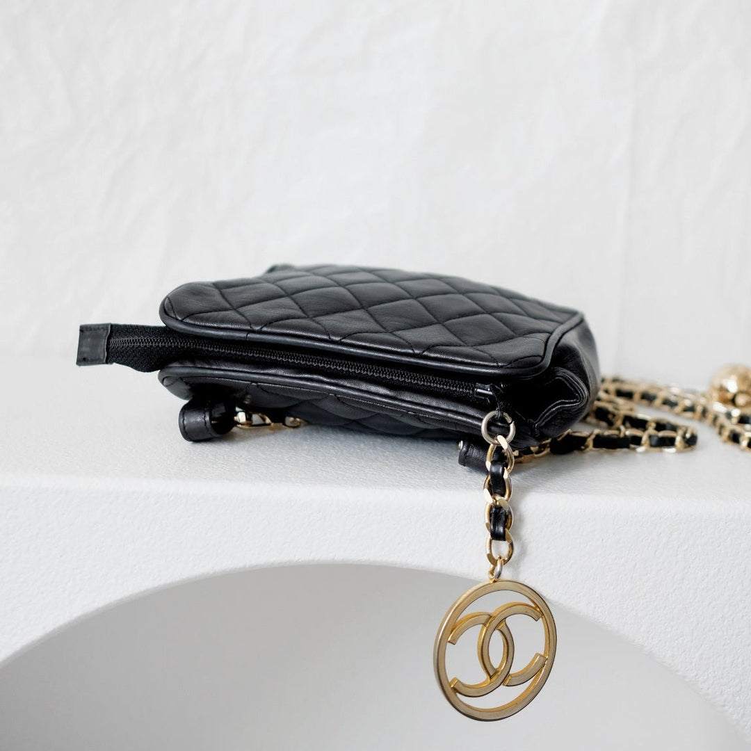 Chanel vintage quilted sheepskin CC belt bag