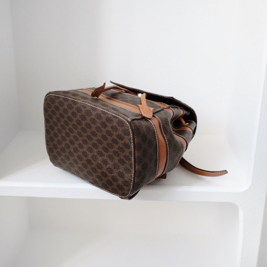 Celine makadam triomphe brown pvc leather backpack