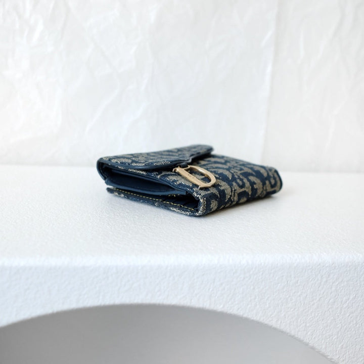 Dior saddle trotter bi-fold wallet navy