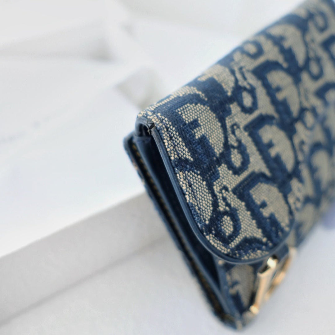 Dior saddle trotter bi-fold wallet navy