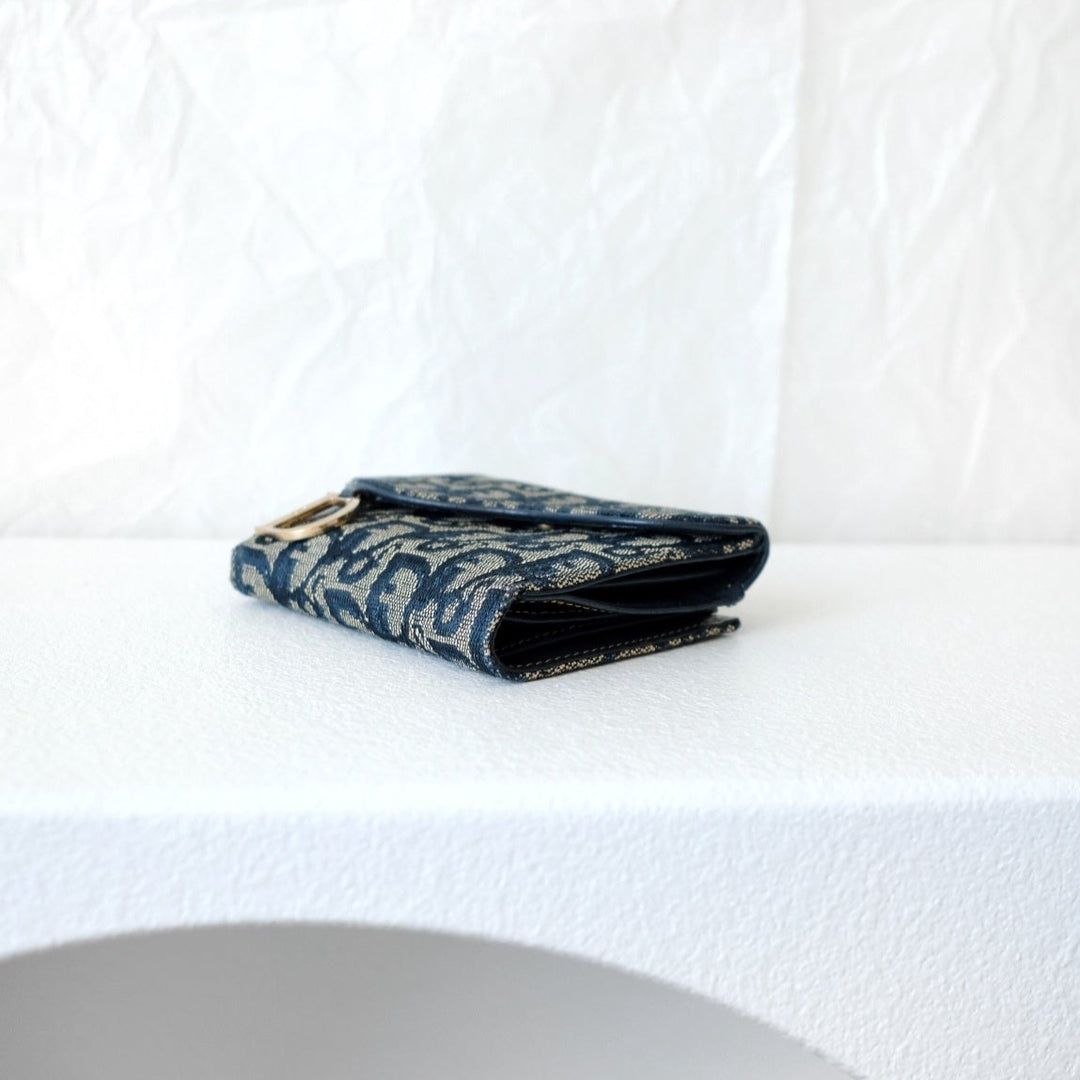 Dior saddle trotter bi-fold wallet navy