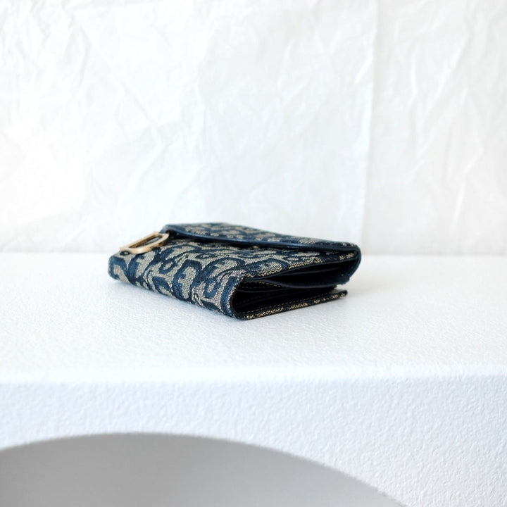 Dior saddle trotter bi-fold wallet navy