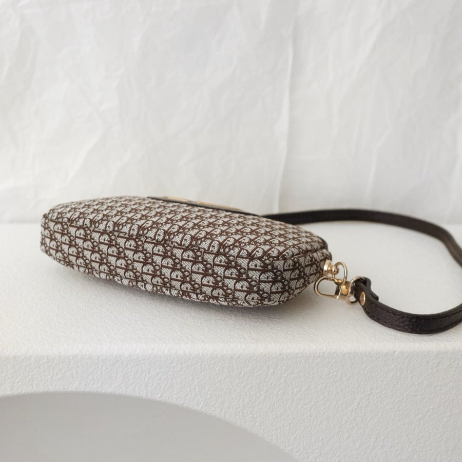 Dior vintage trotter jacquard pouch+chain