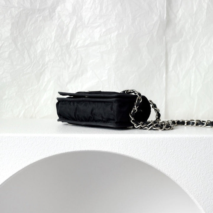 Prada nylon flap clutch+chain