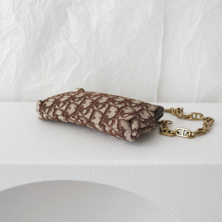 Dior vintage kiss-lock clutch bag+chain