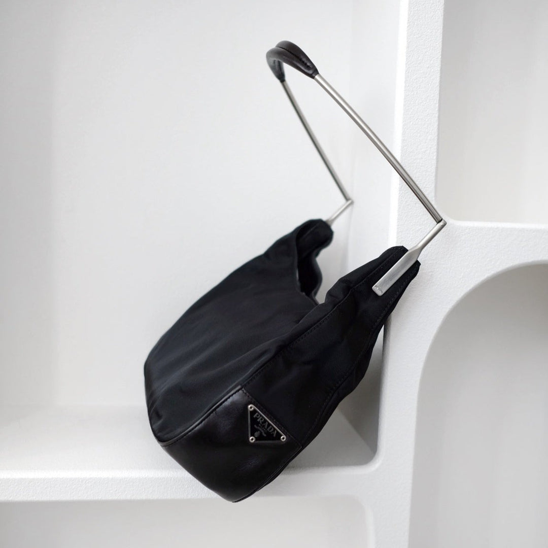 Prada metal strap side logo tote bag