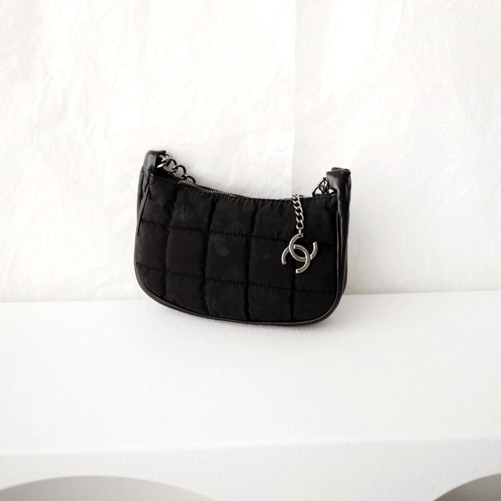 Chanel black chocolate bar nylon pochette