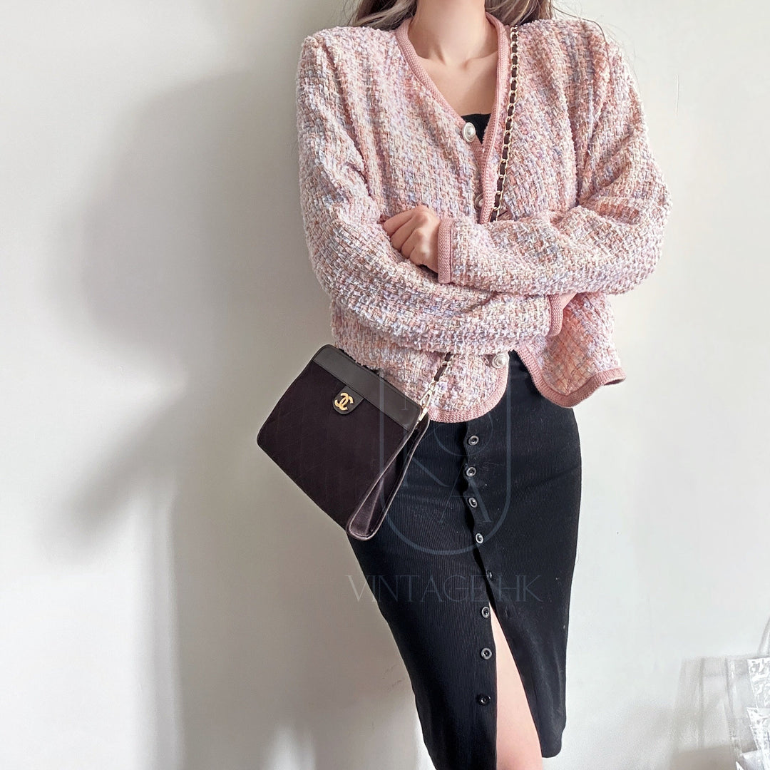 Chanel vintage brown pouch + chain
