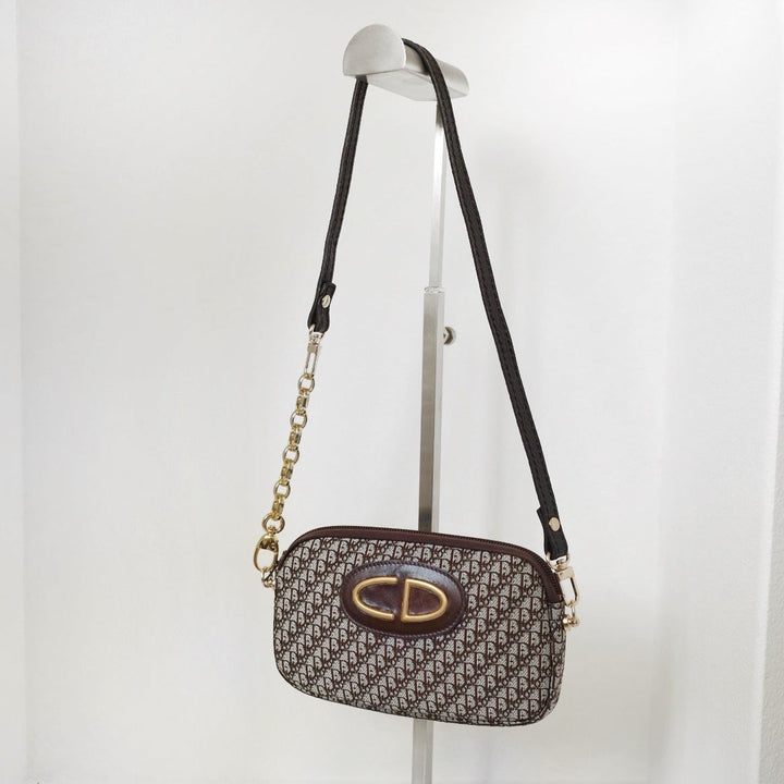 Dior vintage trotter jacquard pouch+chain