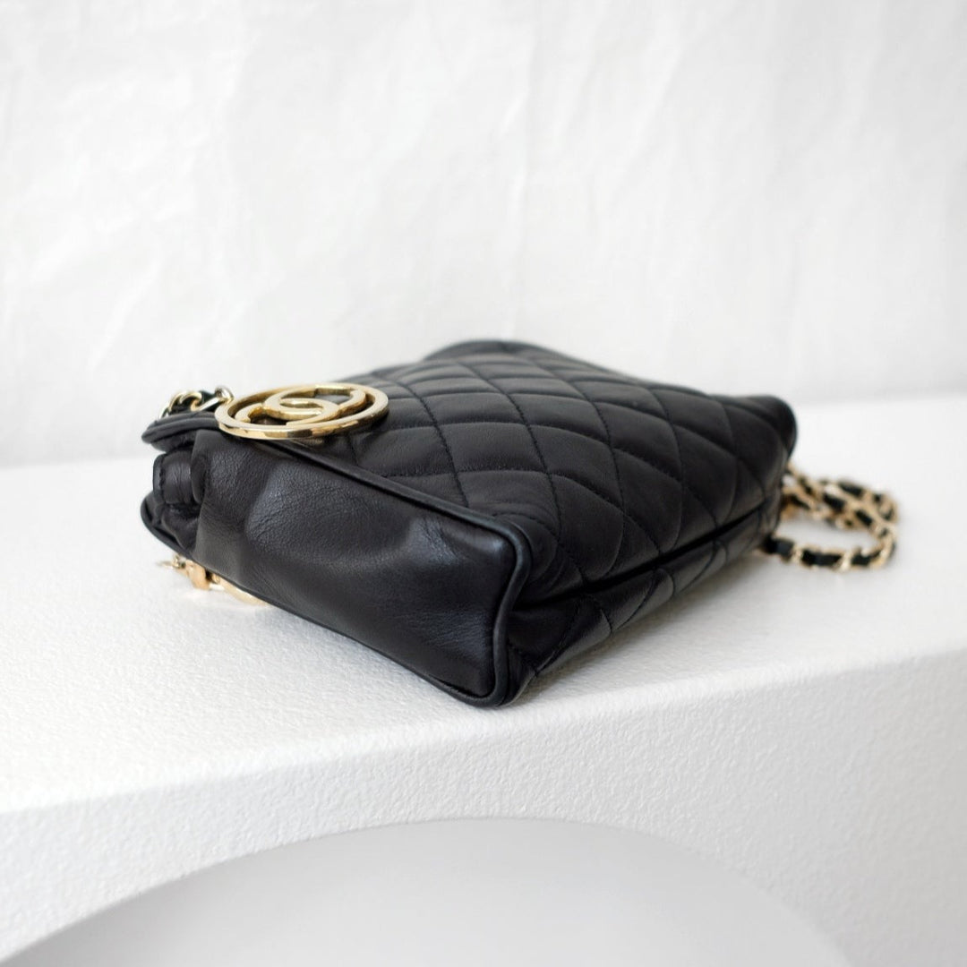 Chanel vintage quilted sheepskin CC belt bag