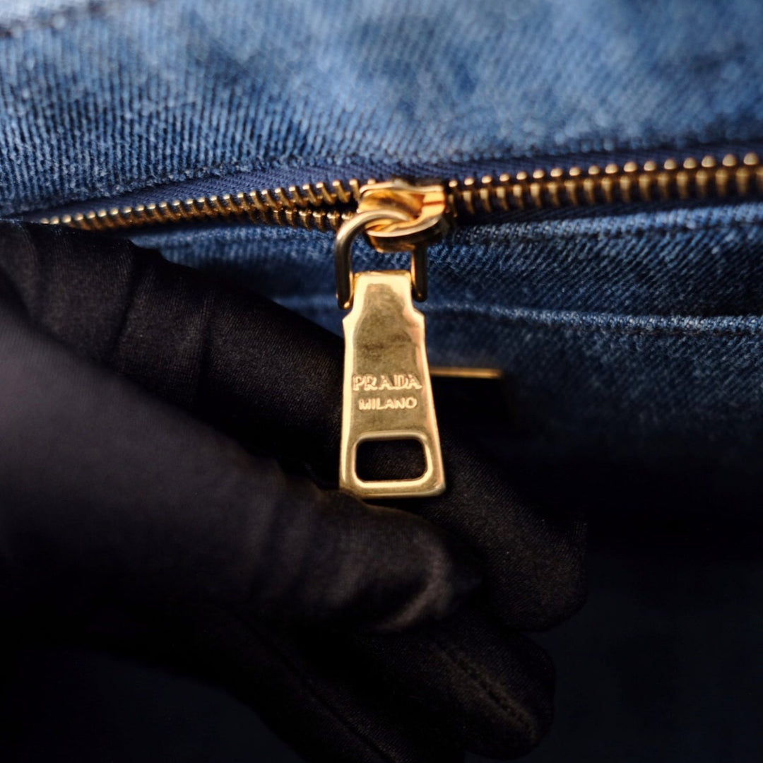 Prada canapa 2way denim shoulder hand bag