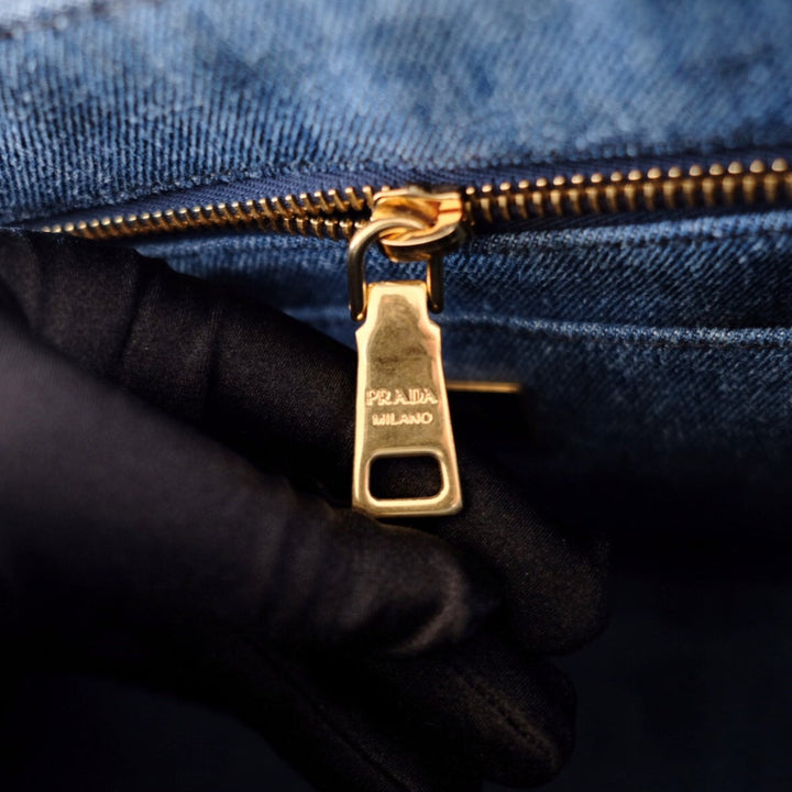 Prada canapa 2way denim shoulder hand bag