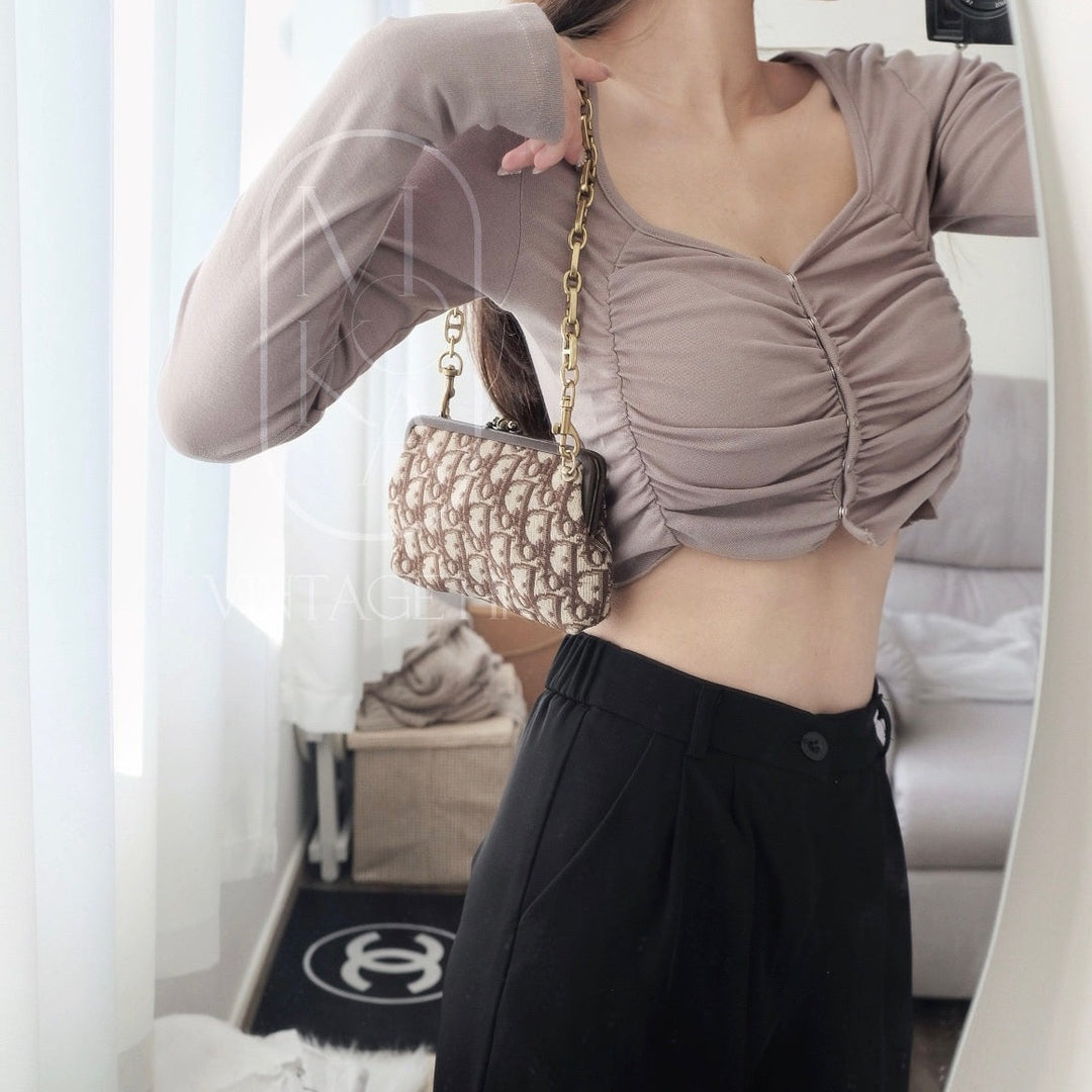 Dior vintage kiss-lock clutch bag+chain