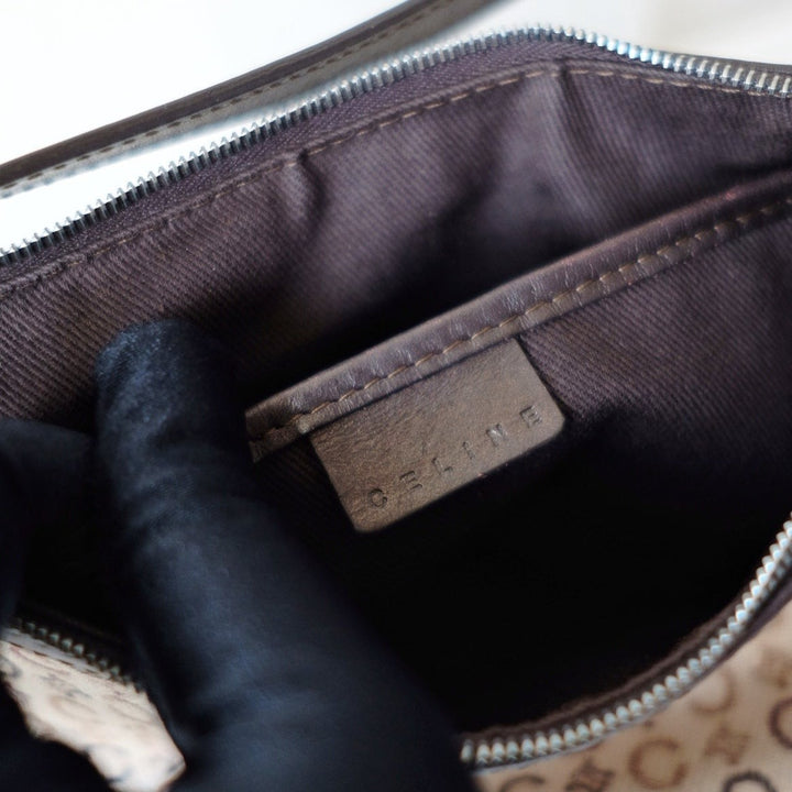 Celine canvas leather shoulder bag