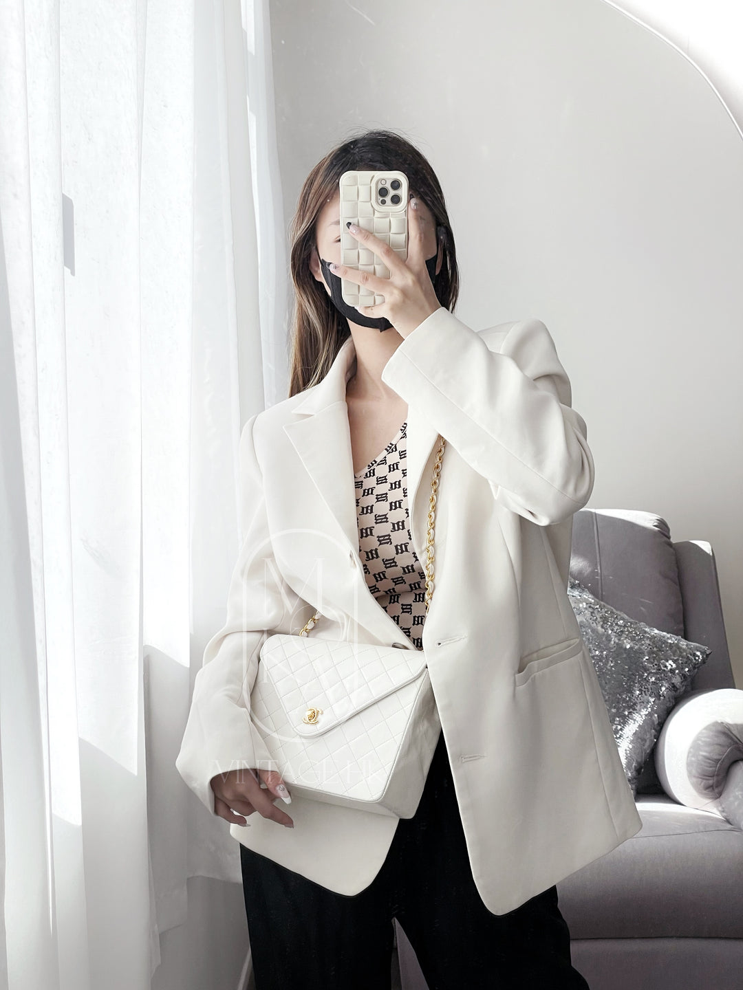 Chanel vintage triangle classic flap chain bag