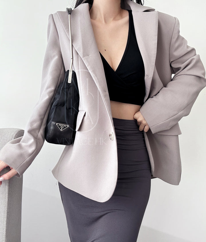 Prada metal strap side logo tote bag