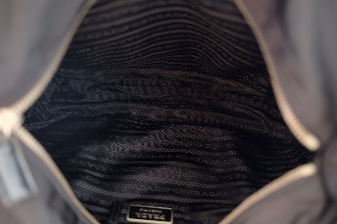 Prada vintage nylon and leather tote bag