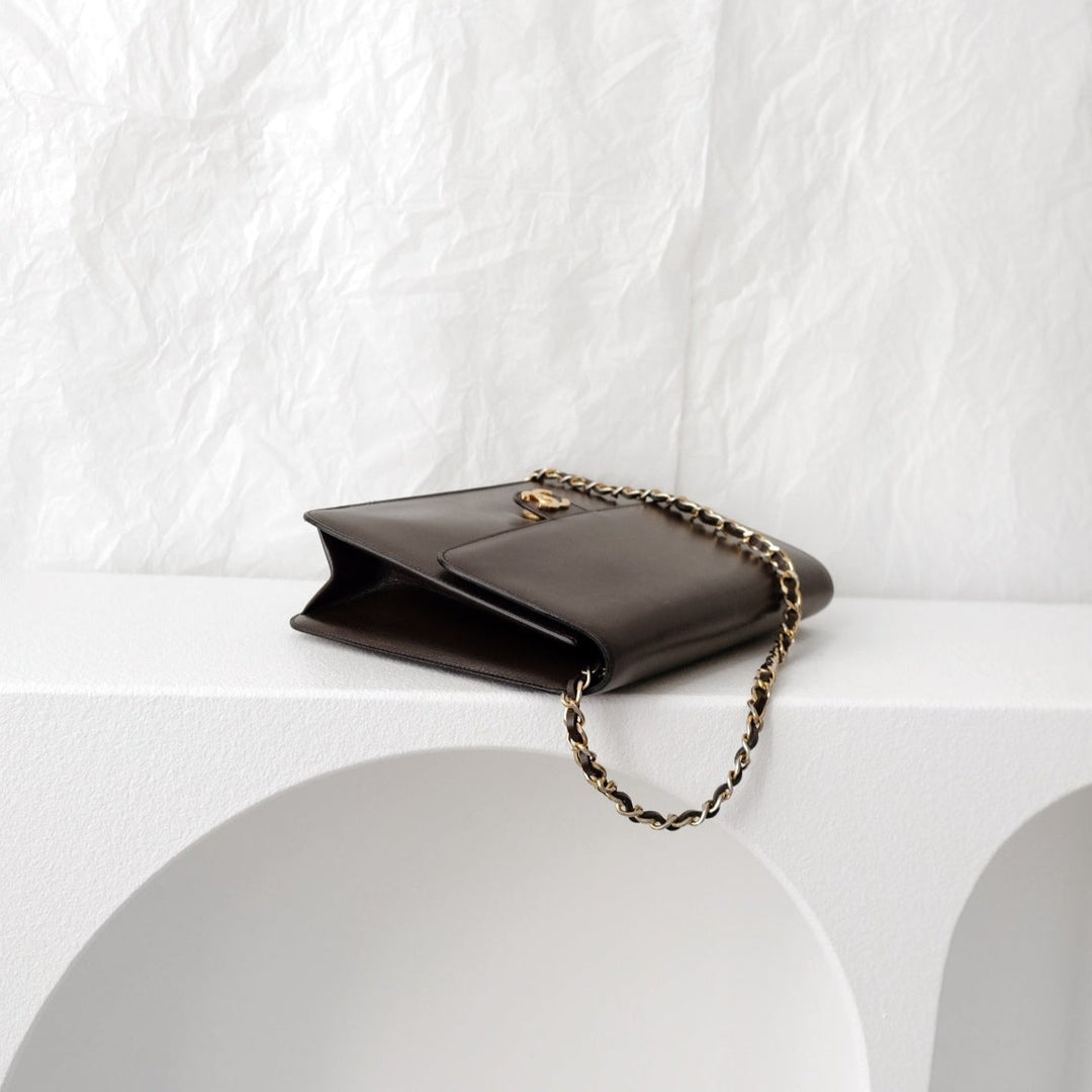 Chanel vintage box leather flap chain bag