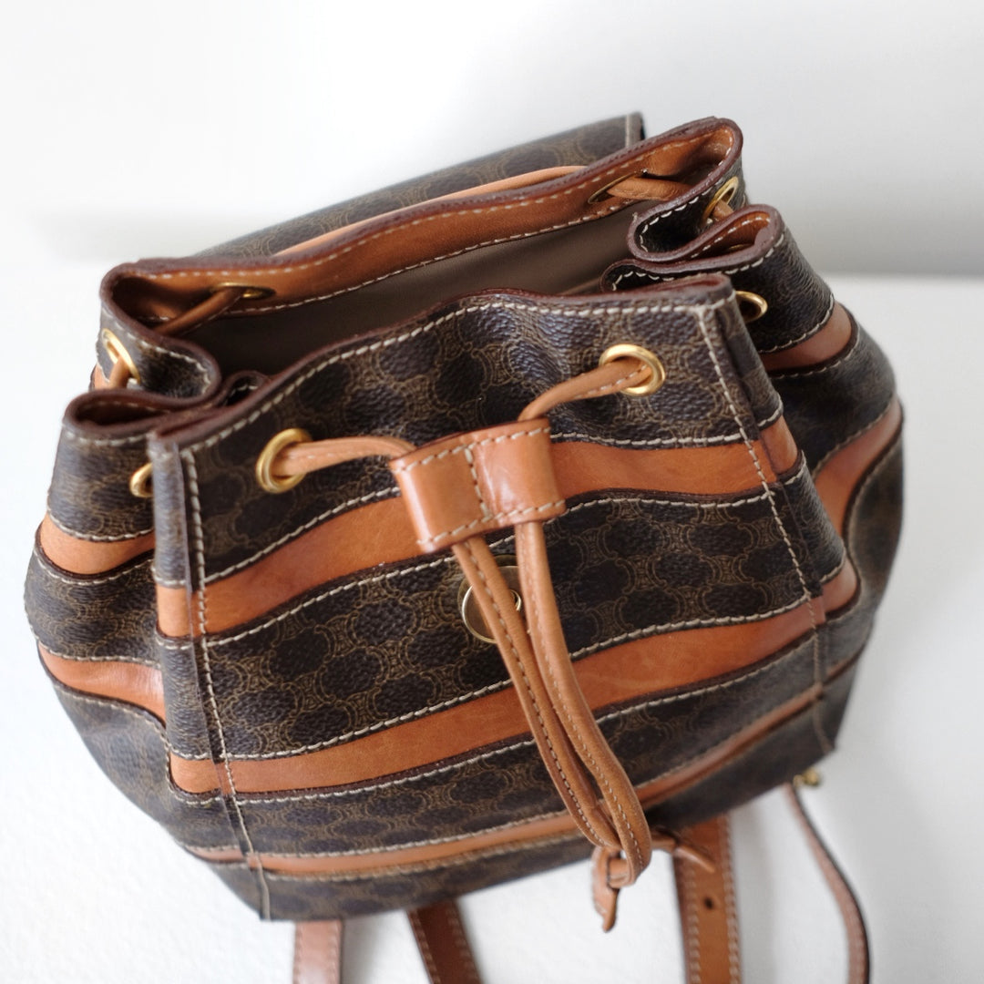 Celine makadam triomphe brown pvc leather backpack