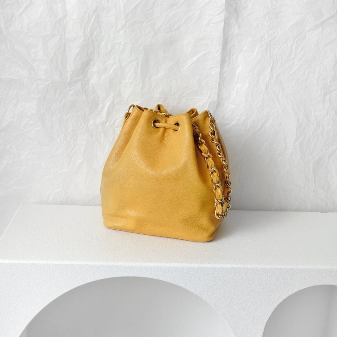 Chanel vintage CC drawstring cowhide bucket bag
