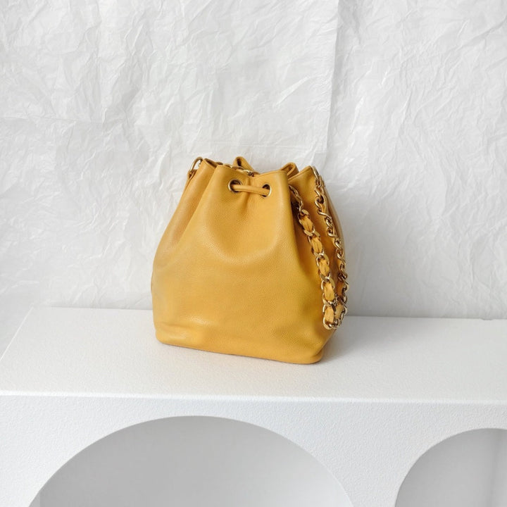 Chanel vintage CC drawstring cowhide bucket bag