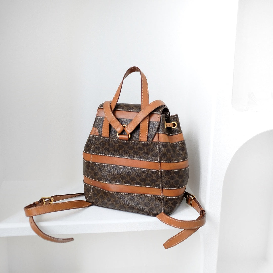 Celine makadam triomphe brown pvc leather backpack