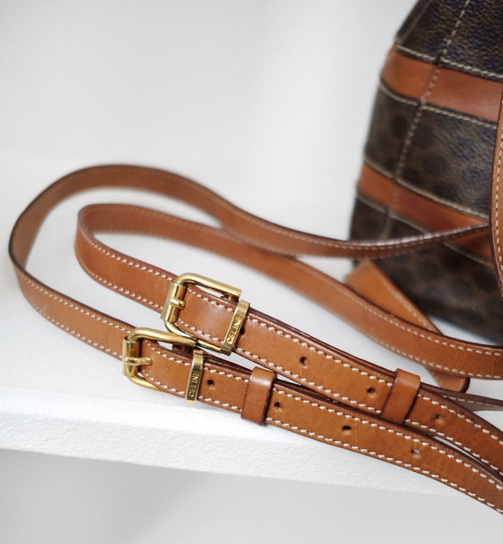 Celine makadam triomphe brown pvc leather backpack