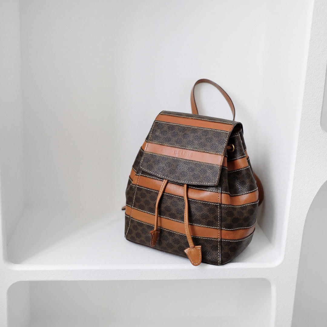 Celine makadam triomphe brown pvc leather backpack