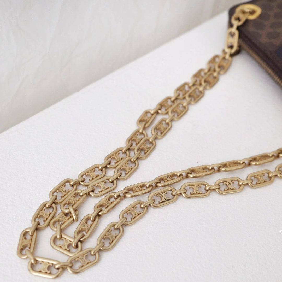Celine leather clutch+chain