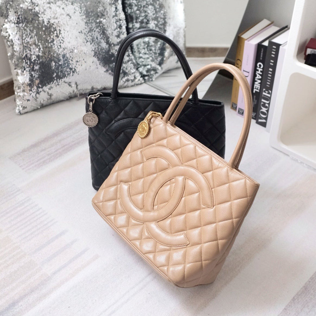 Chanel medallion beige tote bag