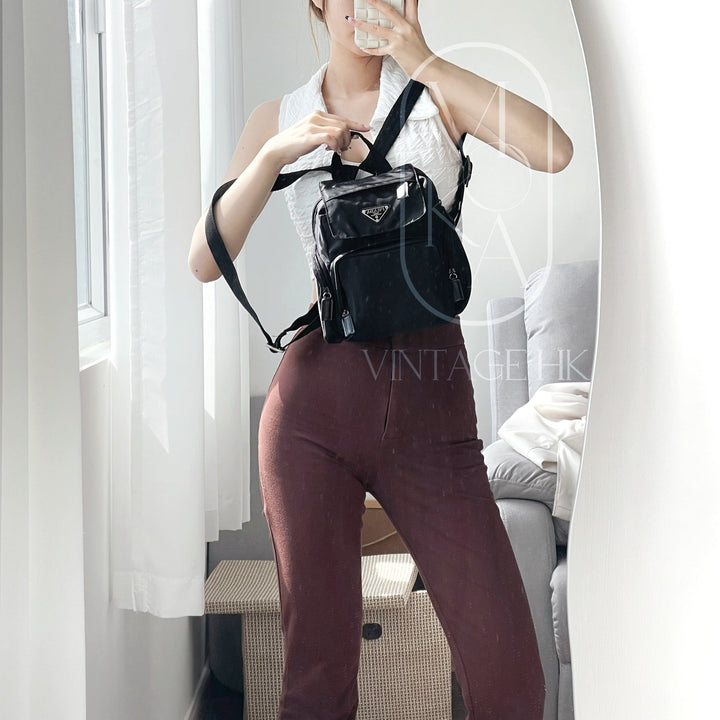 Prada drawstring tessuto black  backpack