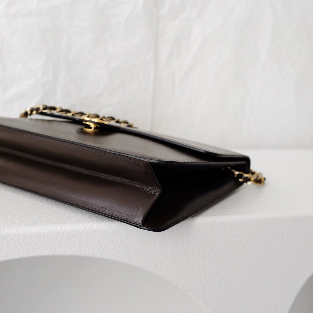 Chanel vintage box leather flap chain bag