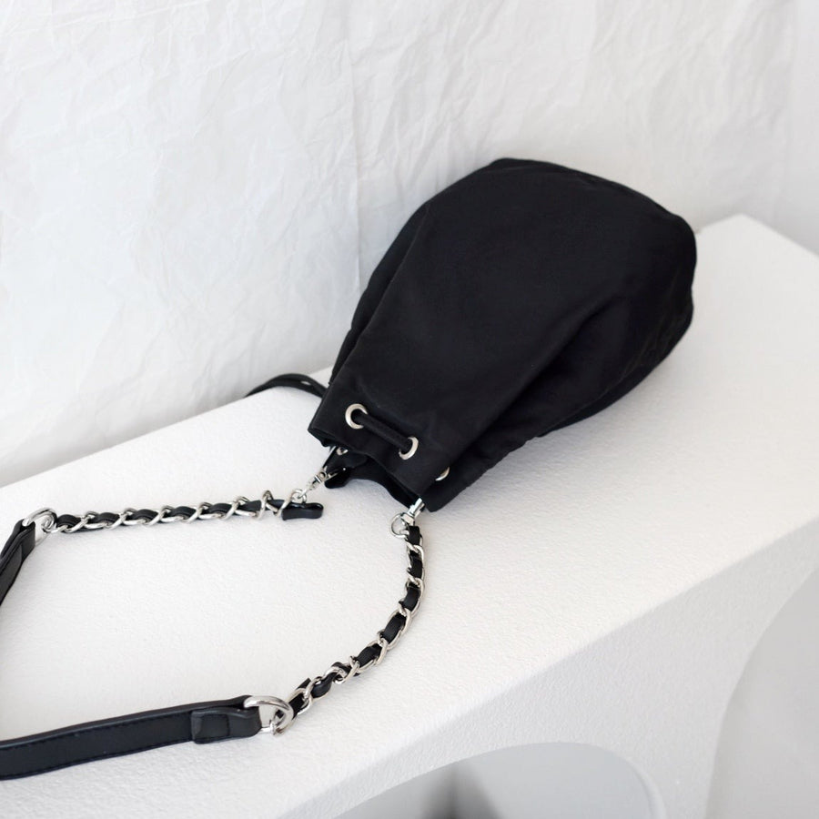 Prada nylon bucket bag +chain