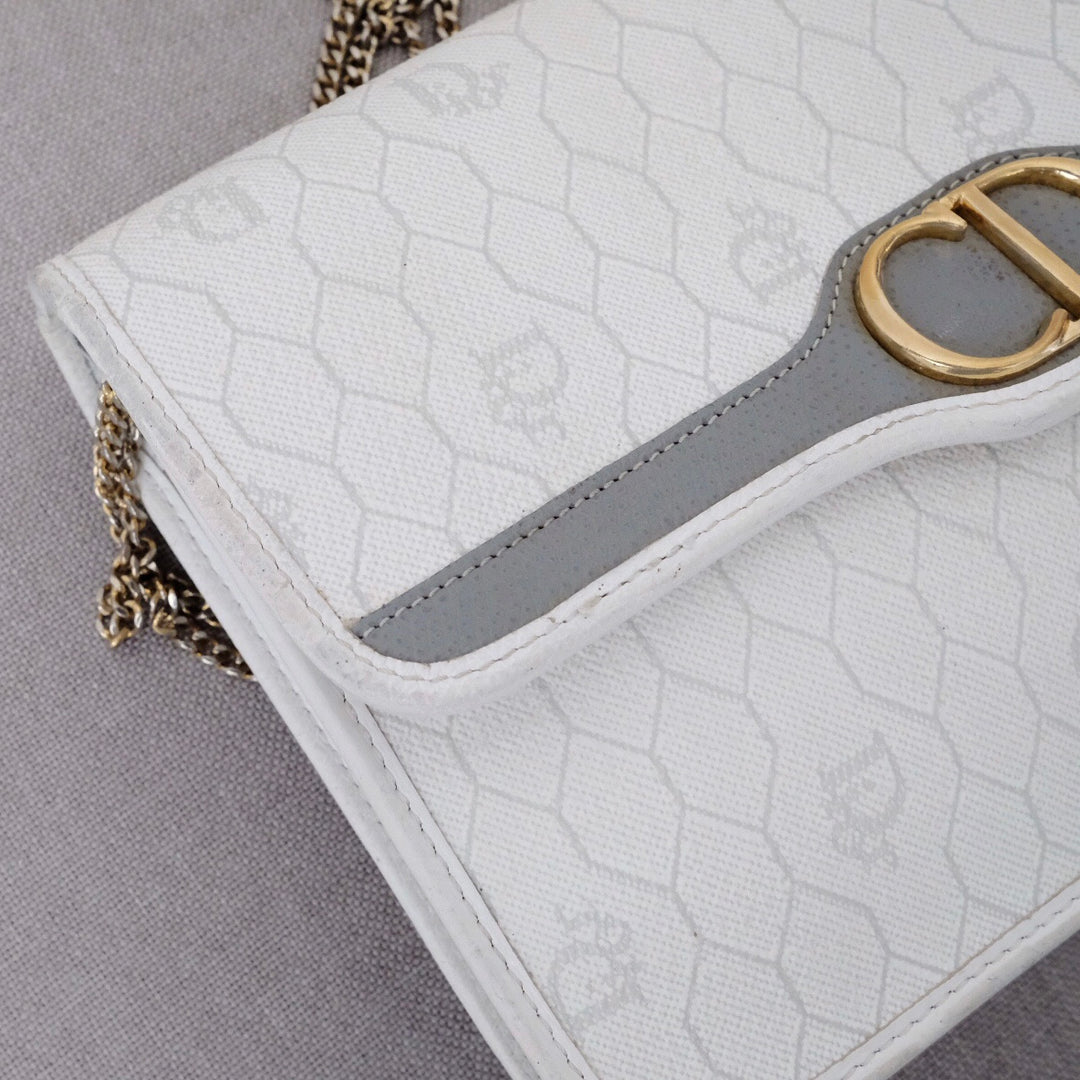Dior vintage honeycomb pvc chain shoulder bag