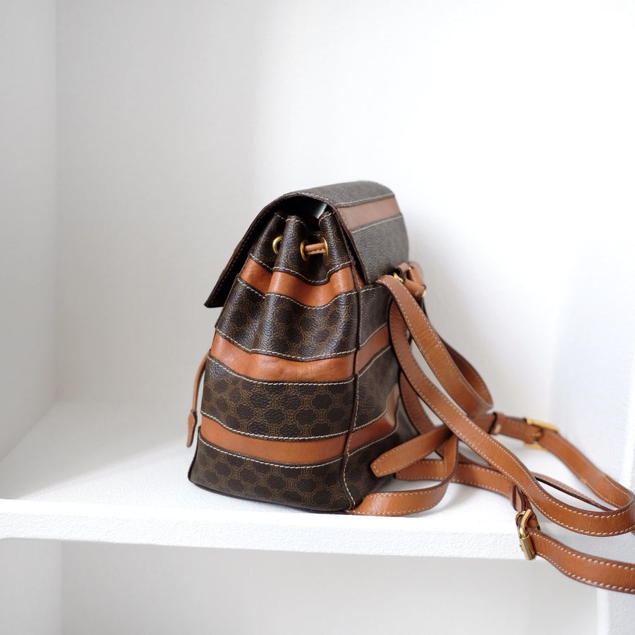 Celine makadam triomphe brown pvc leather backpack