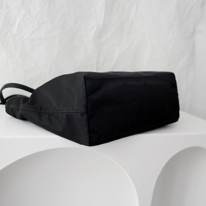Prada nylon tote bag with keychain