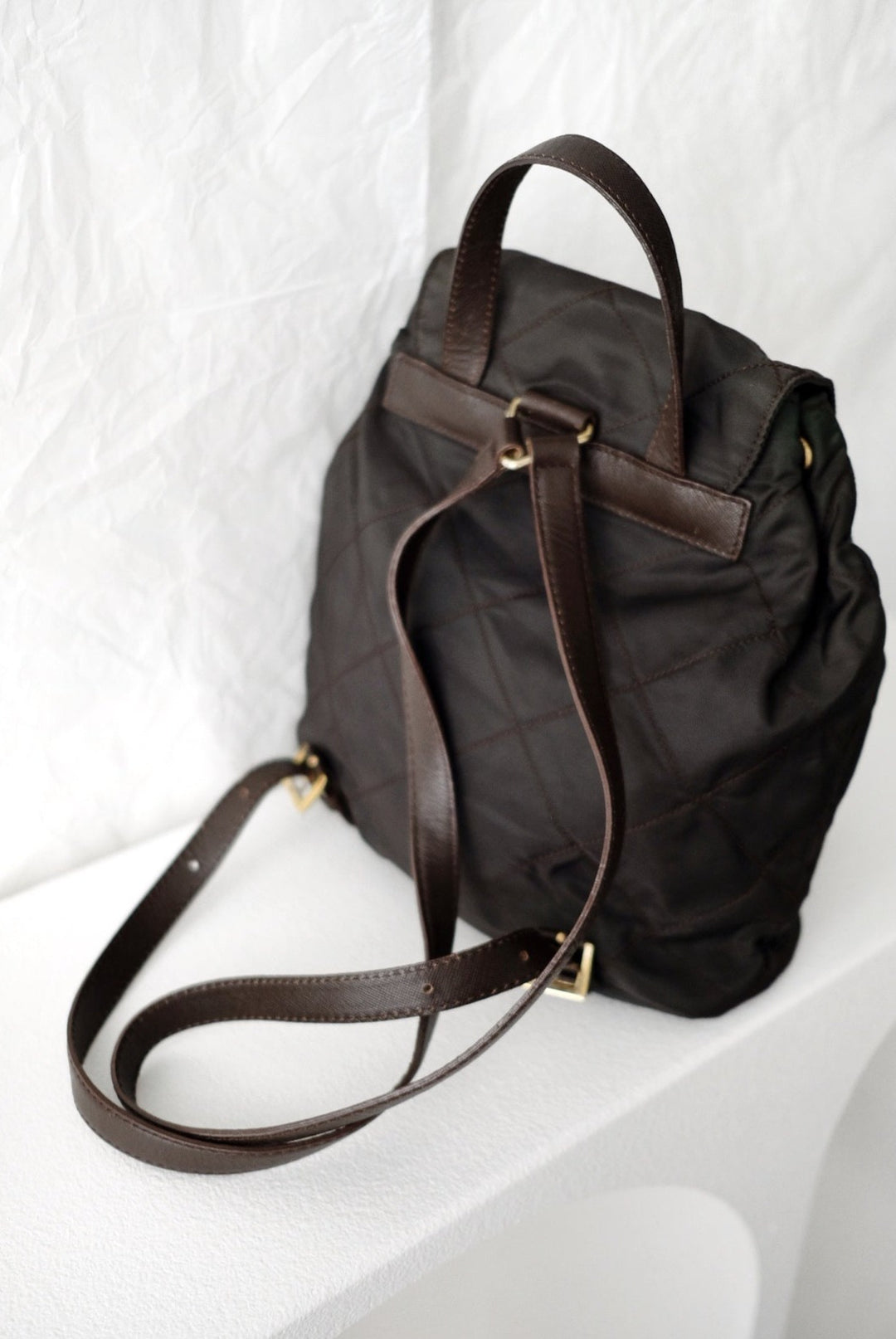 Prada matelasse nylon leather backpack
