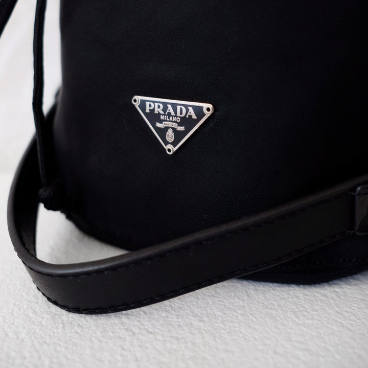 Prada nylon bucket bag +chain