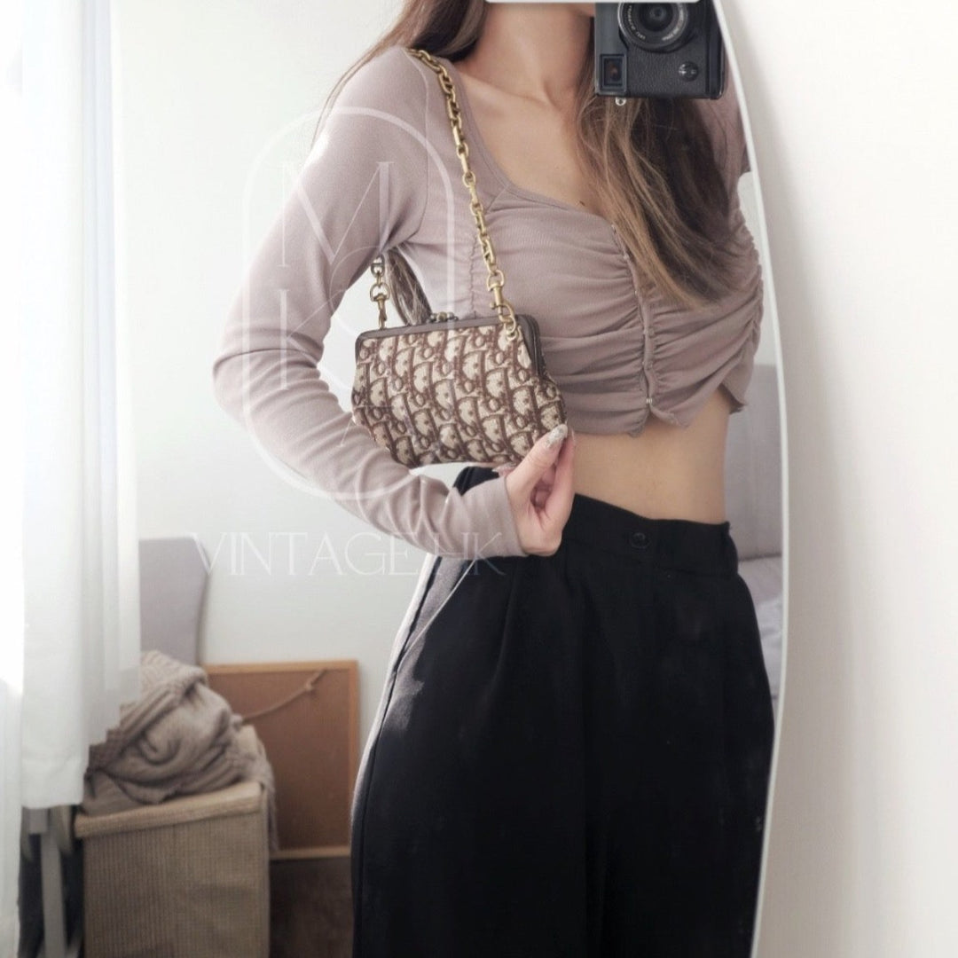 Dior vintage kiss-lock clutch bag+chain