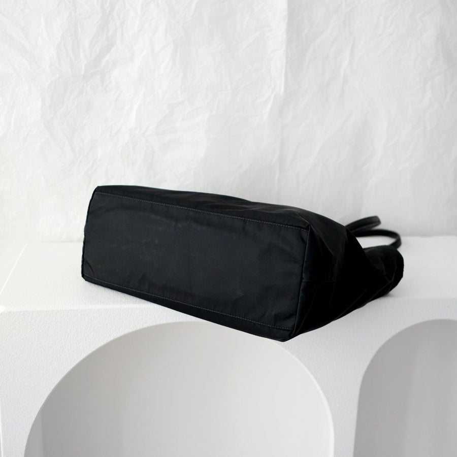 Prada nylon tote bag with keychain