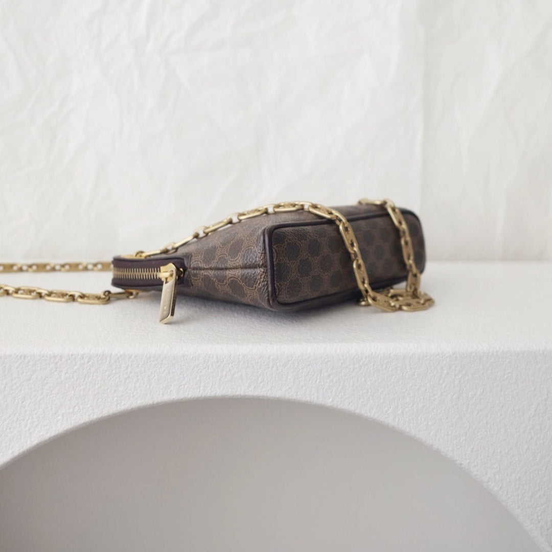 Celine leather clutch+chain