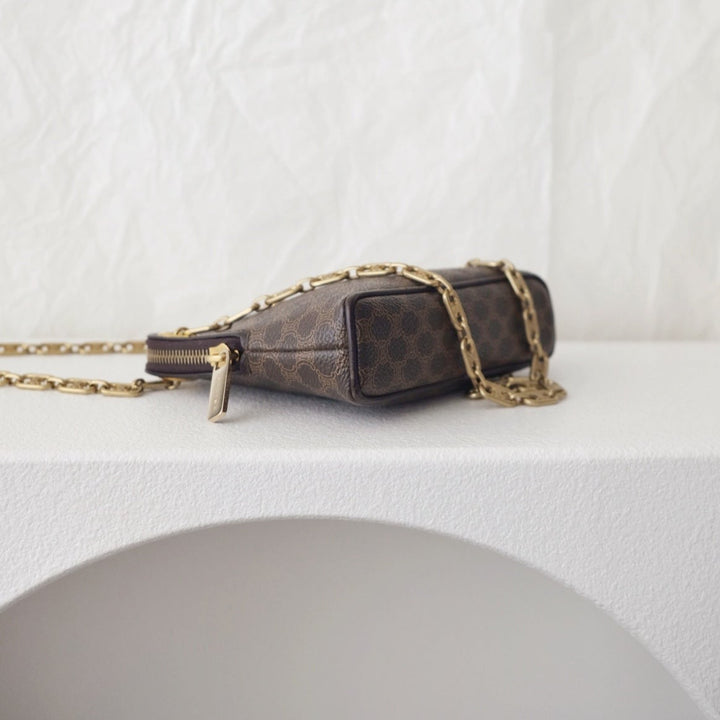 Celine leather clutch+chain