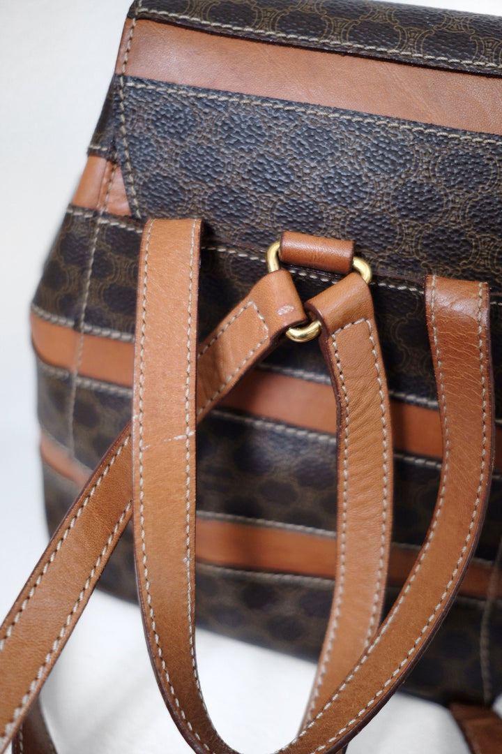 Celine makadam triomphe brown pvc leather backpack