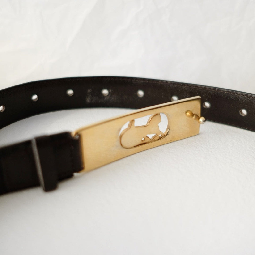 Celine vintage horse carriage leather belt brown