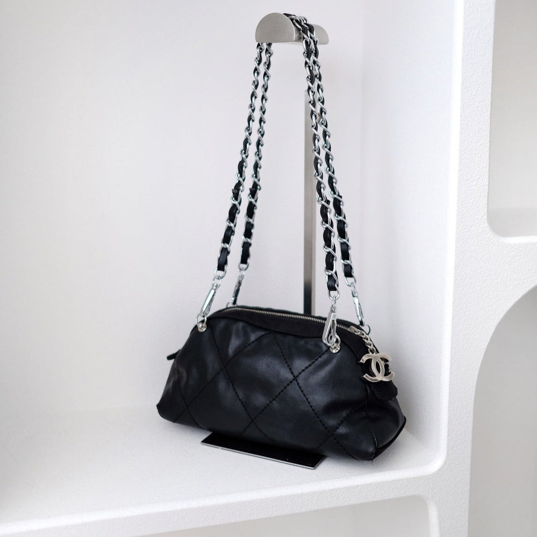 Chanel vintage pvc clutch bag + chain